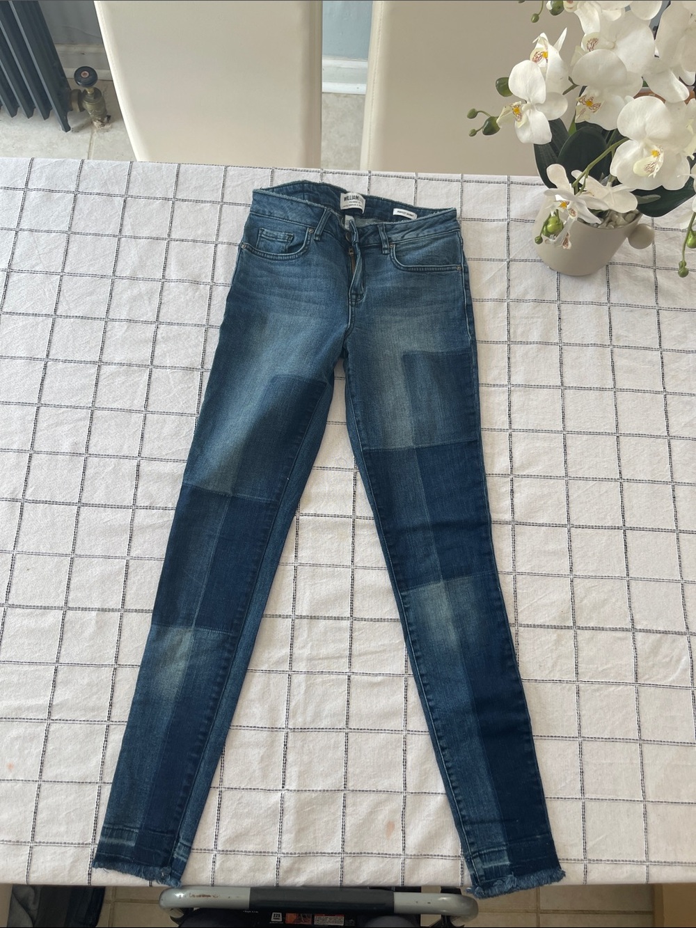 William Rast Patch-Panel Skinny Jeans in Blue